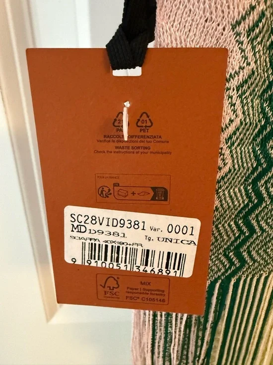 Missoni Multicolor Zigzag Knit Scarf Wrap Fringe Shawl Italy 84 x 14.5 NWT - Picture 7 of 9